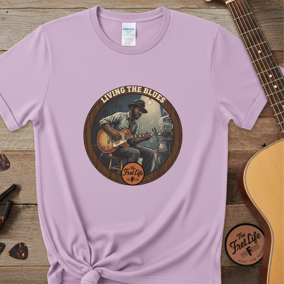 Printify T-Shirt Orchid / 3XL Living The Blues - Fret Life Edition Tee