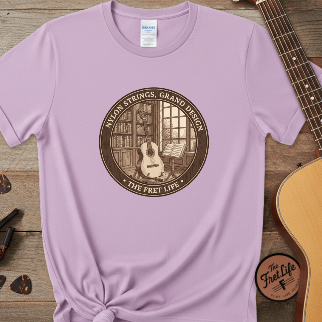 Printify T-Shirt Orchid / 3XL Nylon Strings, Grand Design: The Classical Guitar Tee