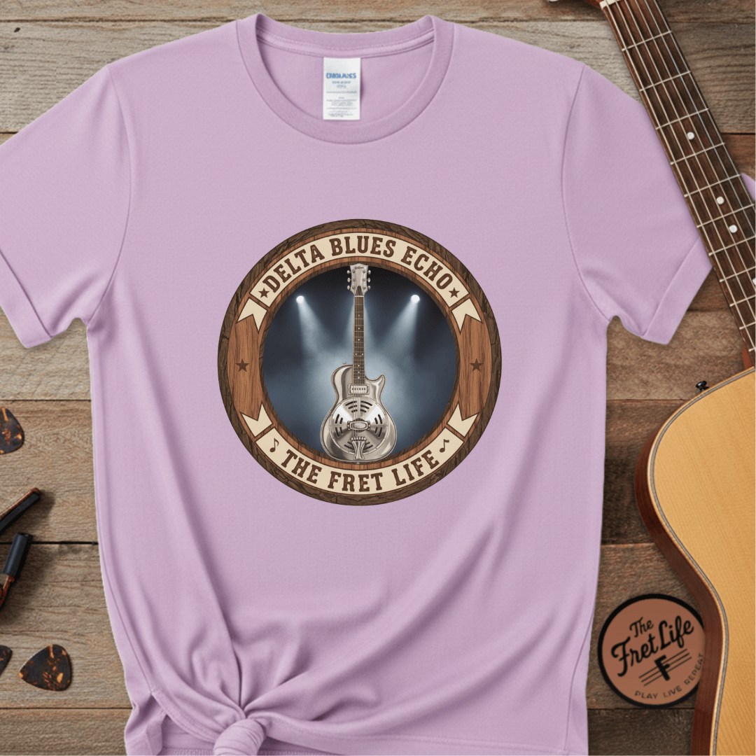 Printify T-Shirt Orchid / S Delta Blues Echo Tee | Resonator Guitar Slide Player Shirt