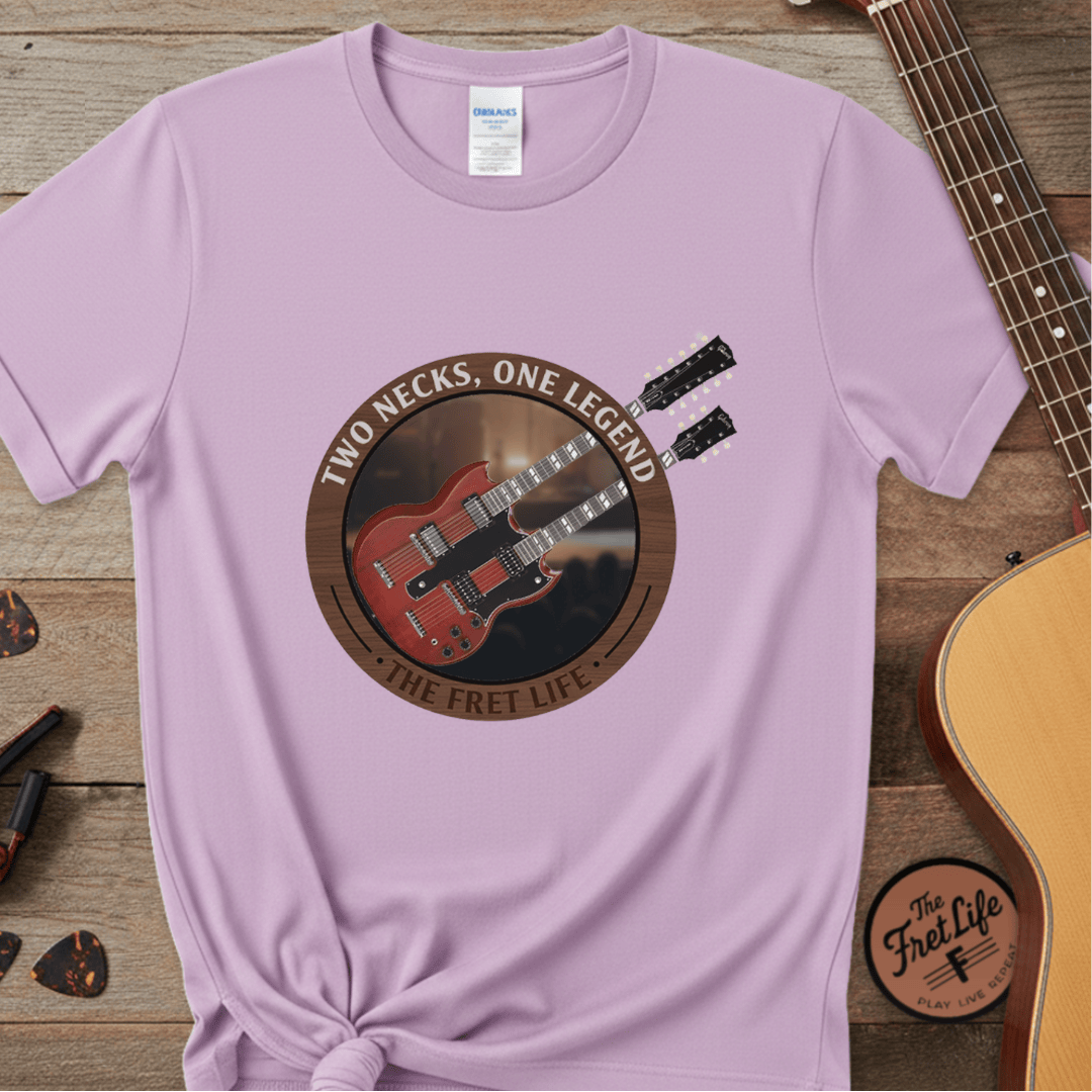Printify T-Shirt Orchid / S Double Neck T-Shirt | LZ Guitar Legend Tee
