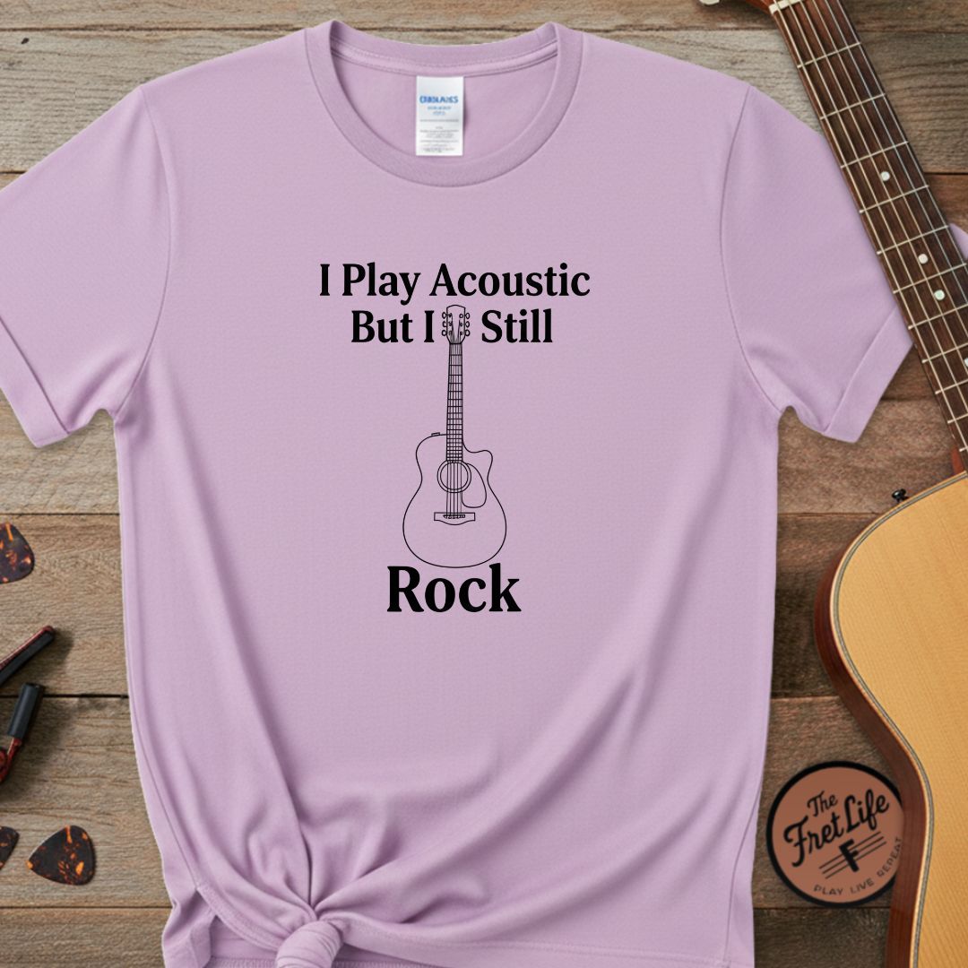 Printify T-Shirt Orchid / S "I Play Acoustic, But I Still Rock" Premium Tee