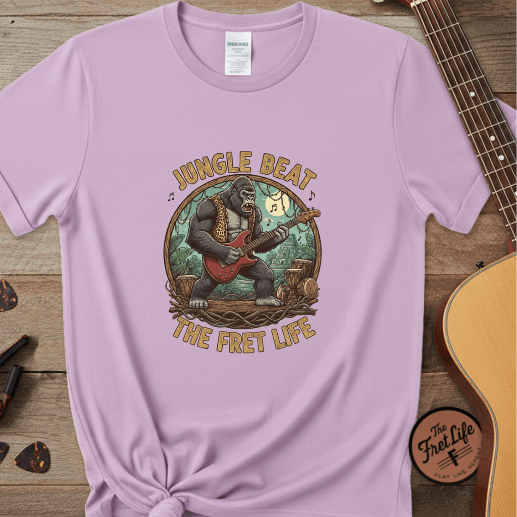 Printify T-Shirt Orchid / S Jungle Beat: The Gorilla Guitarist Tee