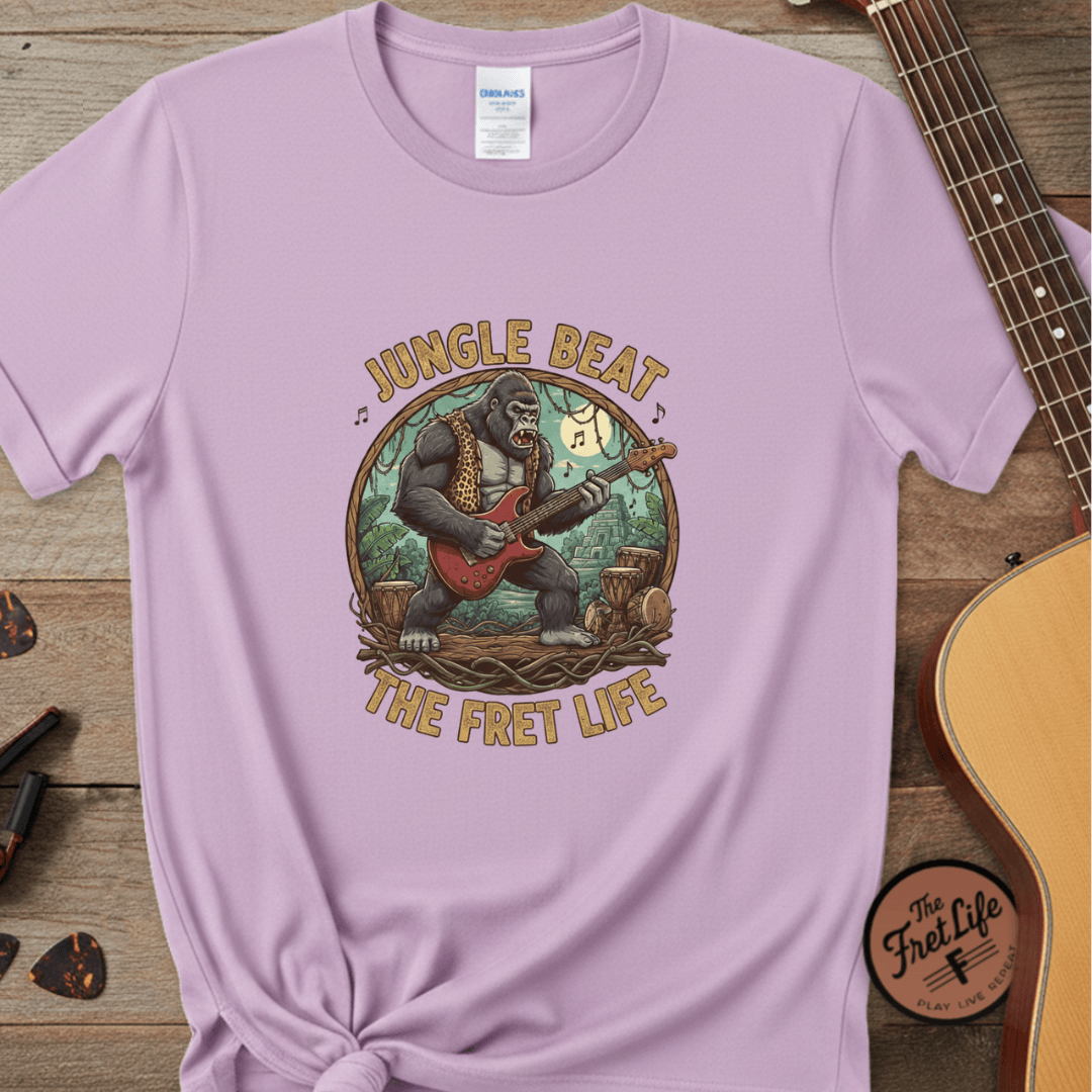 Printify T-Shirt Orchid / S Jungle Beat: The Gorilla Guitarist Tee