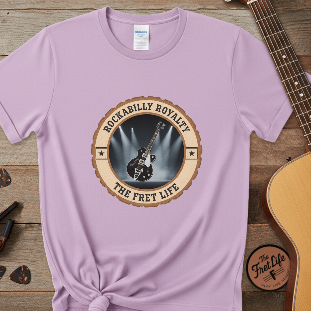 Printify T-Shirt Orchid / S Rockabilly Royalty Tee | Gretsch Duo Jet Falcon Electric Guitar Shirt
