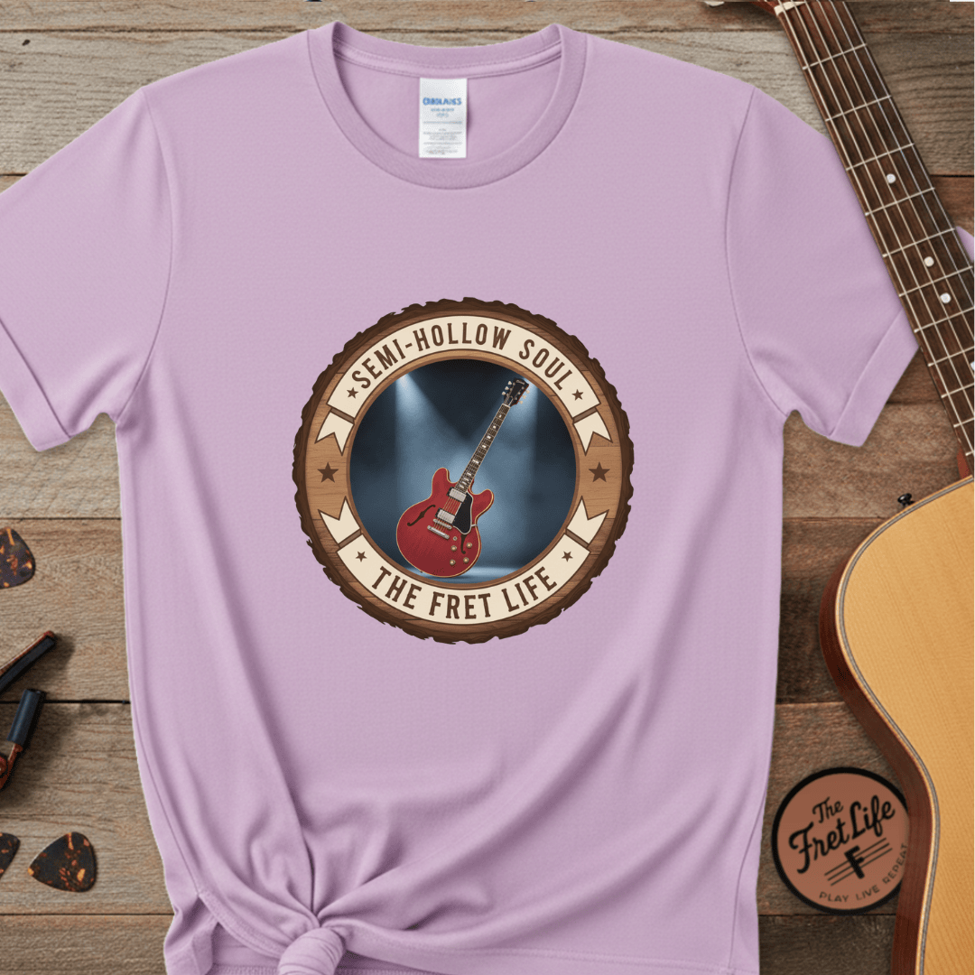 Printify T-Shirt Orchid / S Semi-Hollow Soul Tee | Gibson ES-335 Blues Jazz Guitar Shirt