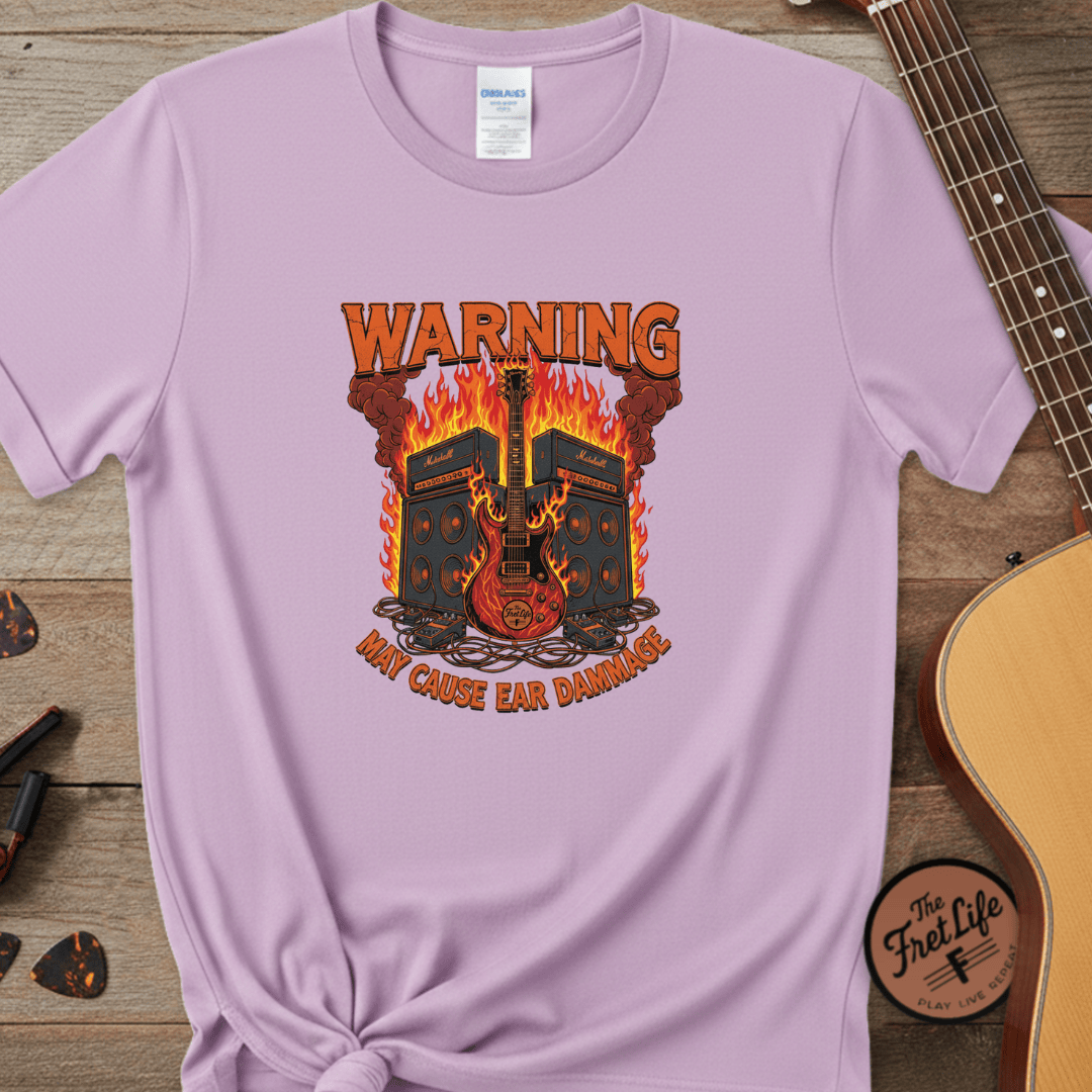 Printify T-Shirt Orchid / S WARNING: May Cause Ear Damage - The Amp Stack Tee