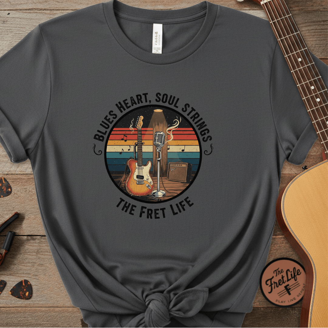 Printify T-Shirt Pepper / S Blues Heart, Soul Strings: The Fret Life Classic Tee
