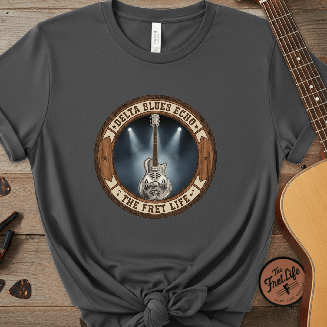 Printify T-Shirt Pepper / S Delta Blues Echo Tee | Resonator Guitar Slide Player Shirt