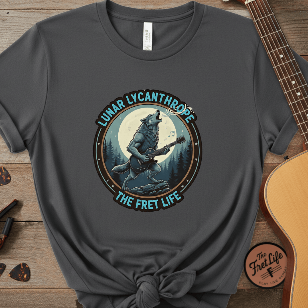 Printify T-Shirt Pepper / S Lunar Lycanthrope: Full Moon Fret Life Tee