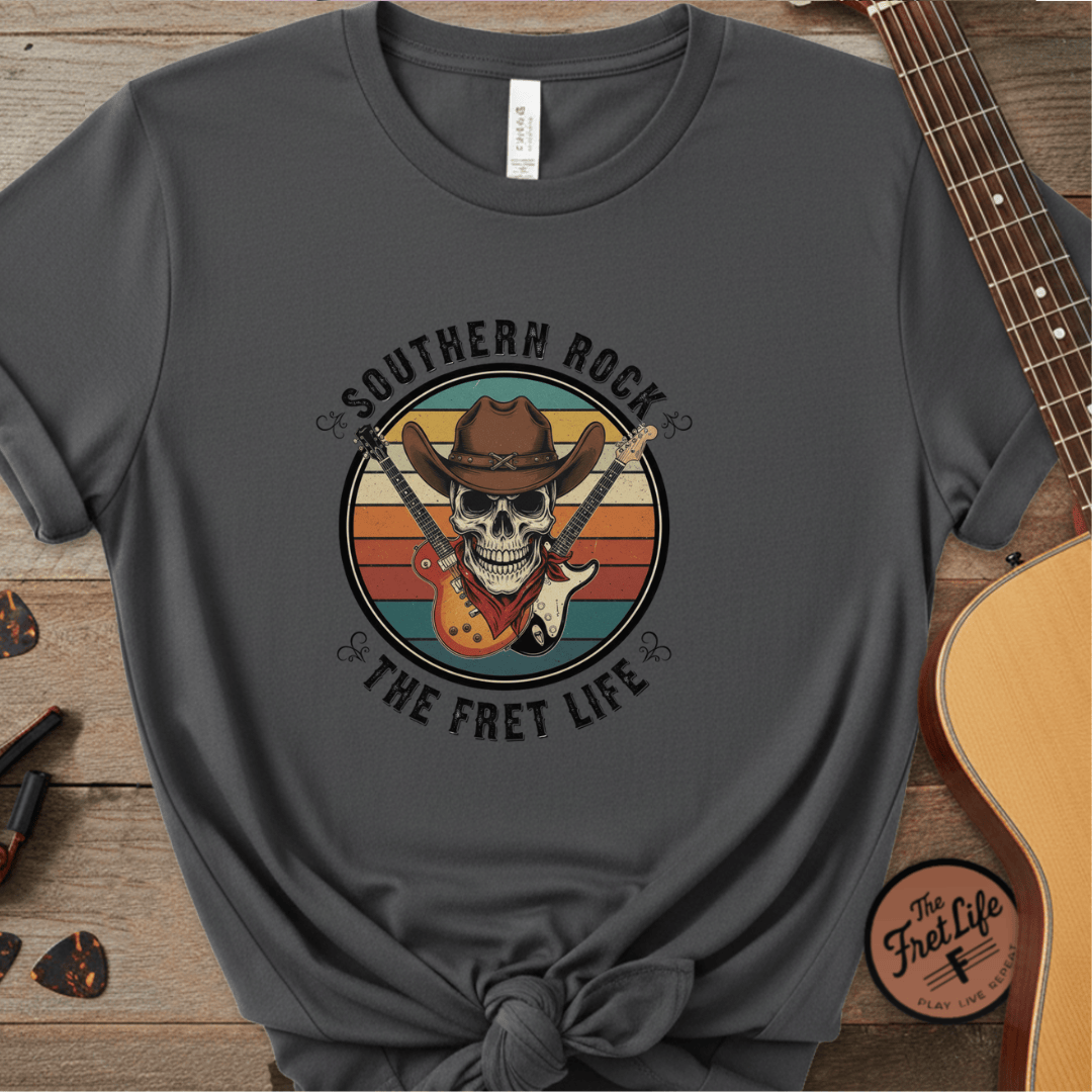 Printify T-Shirt Pepper / S Southern Rock Skull: The Fret Life Outlaw Tee