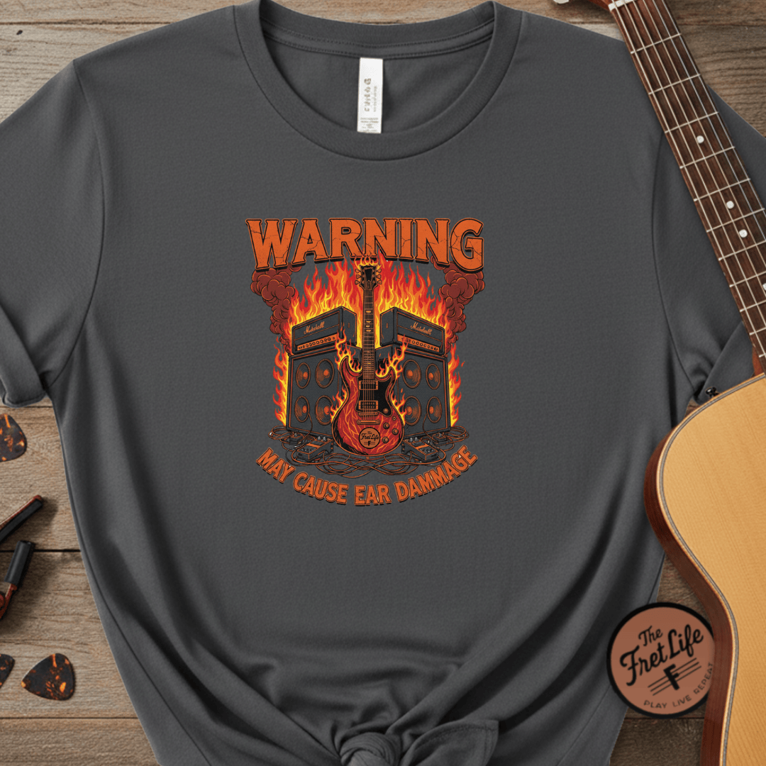 Printify T-Shirt Pepper / S WARNING: May Cause Ear Damage - The Amp Stack Tee