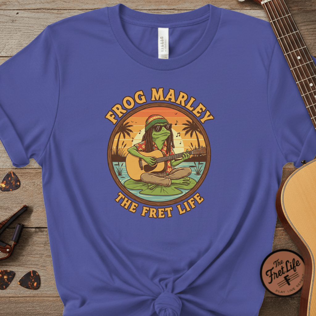 Printify T-Shirt Periwinkle / S Frog Marley: Reggae Ribbit Rhythms Fret Life Tee