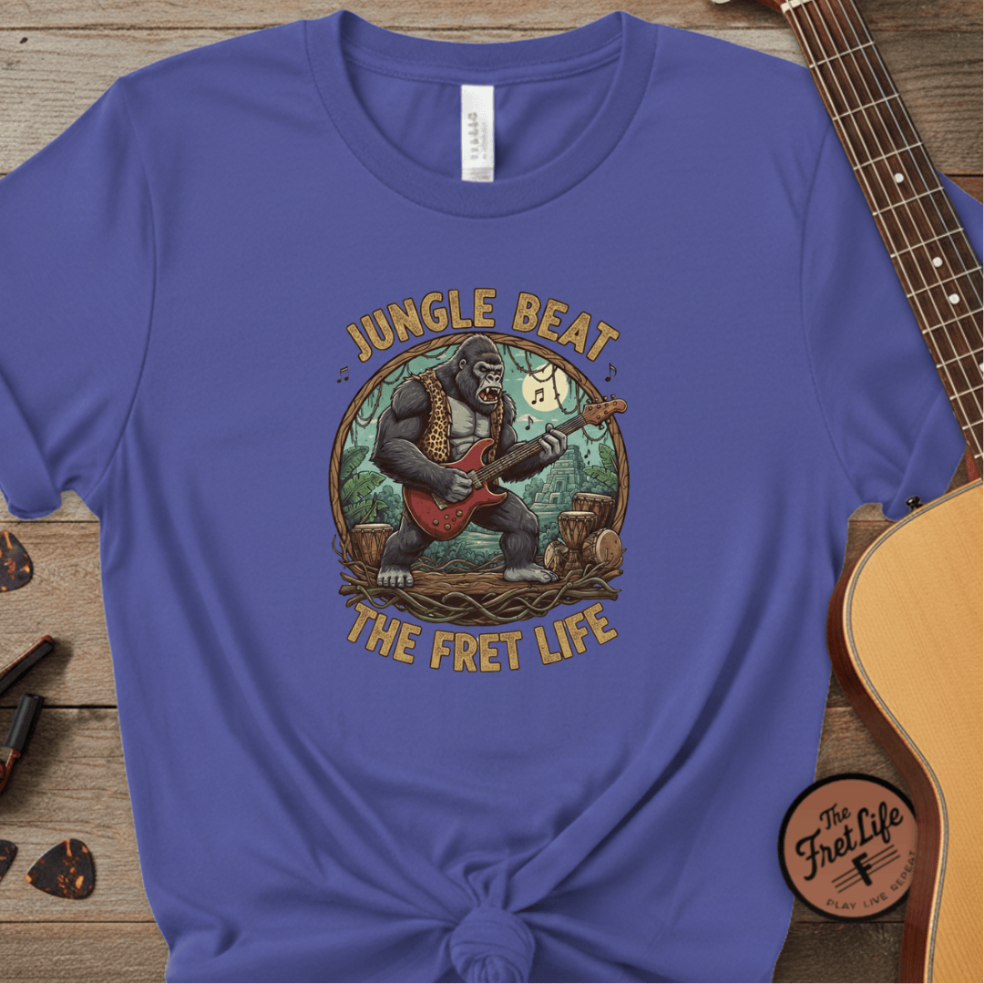 Printify T-Shirt Periwinkle / S Jungle Beat: The Gorilla Guitarist Tee