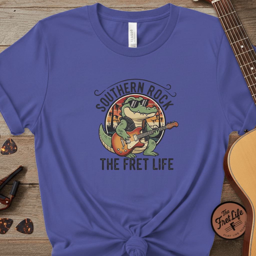 Printify T-Shirt Periwinkle / S Southern Rock Gator: The Fret Life Swamp Jam Tee
