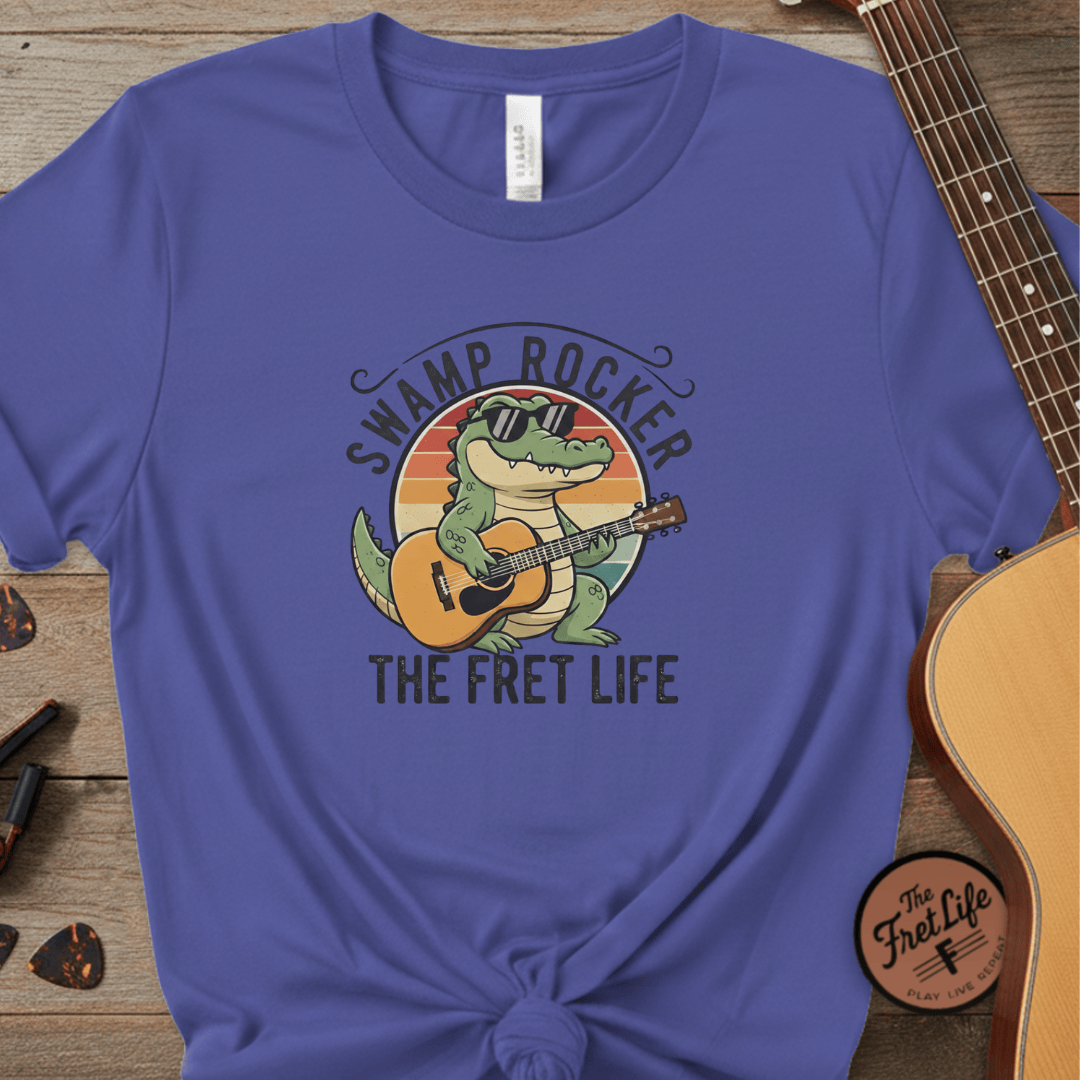 Printify T-Shirt Periwinkle / S Swamp Rocker: The Fret Life Gator Tee