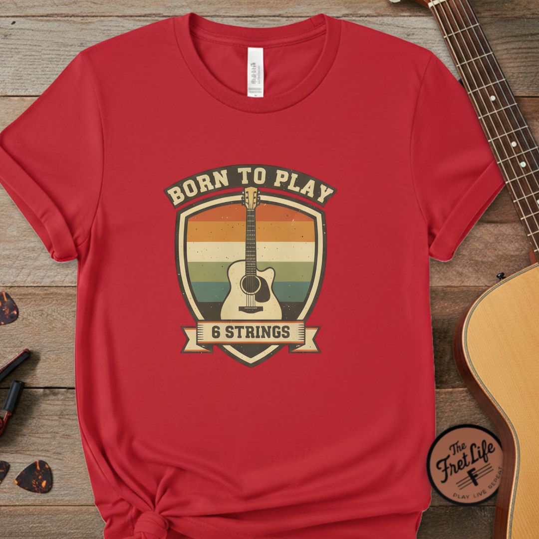 Printify T-Shirt Red / S Born to Play 6 Strings | Premium T-Shirt
