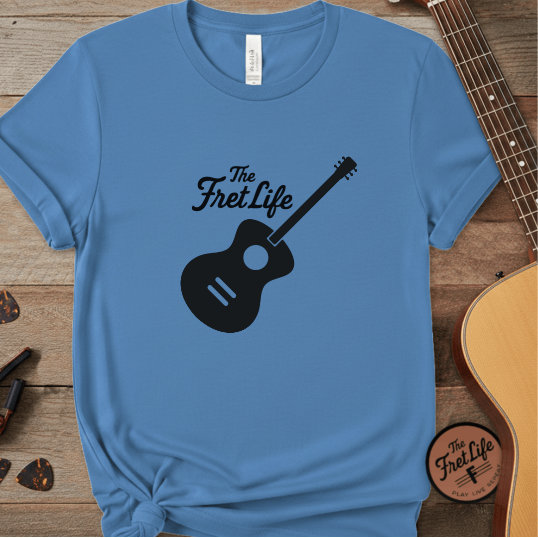 Printify T-Shirt Royal Caribe / S Acoustic Guitar, The Fret Life, Unisex Garment-Dyed T-shirt