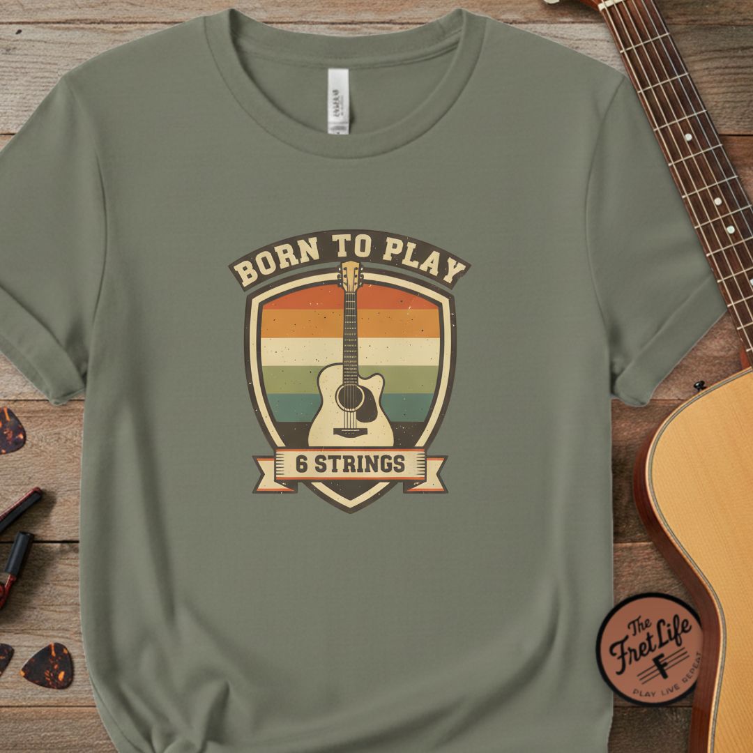 Printify T-Shirt Sage / S Born to Play 6 Strings | Premium T-Shirt