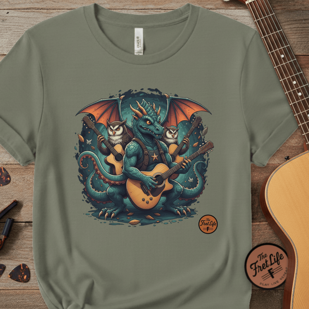Printify T-Shirt Sage / S Dragon's Chord: Epic Guitar Tee