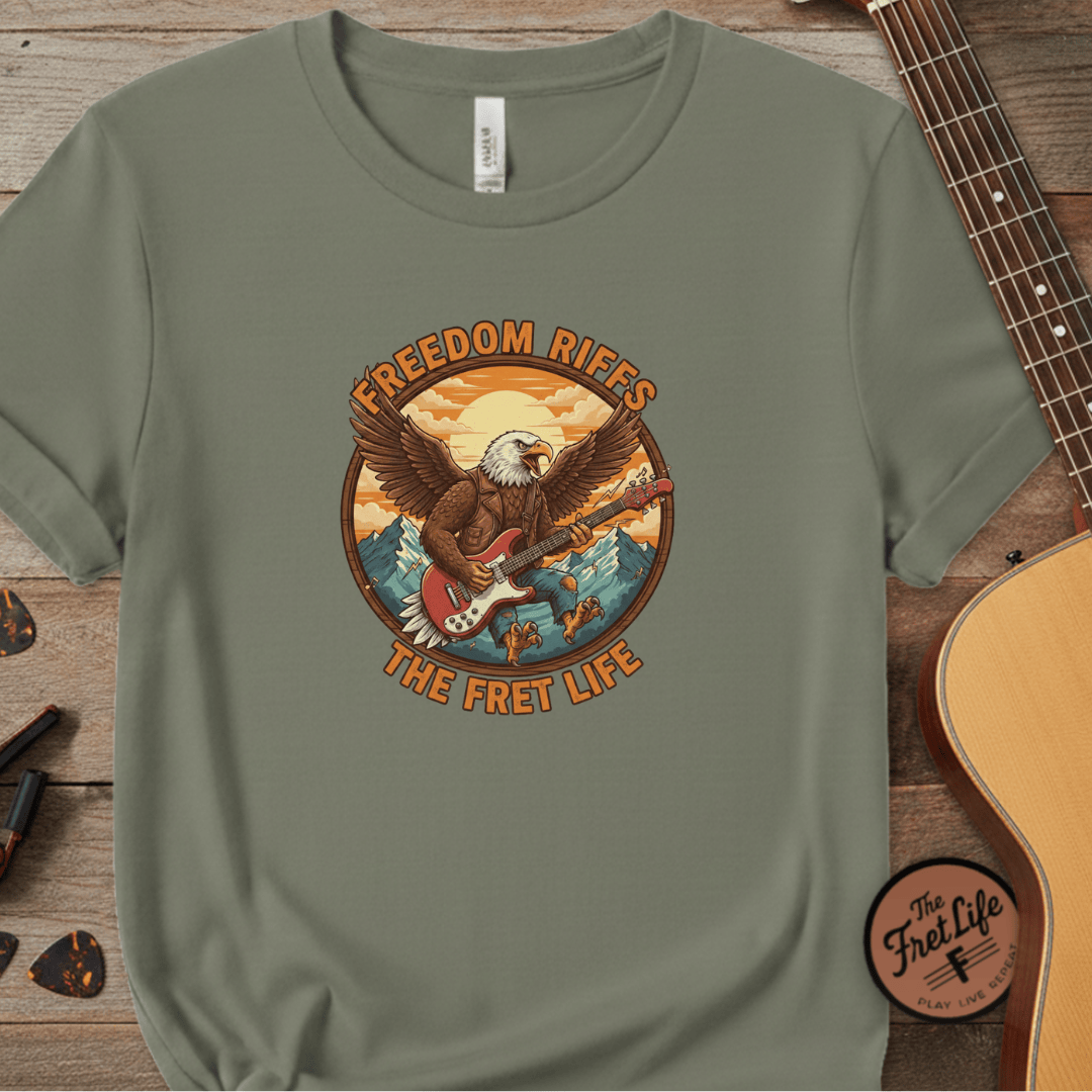 Printify T-Shirt Sage / S Freedom Riffs: The Eagle's Patriotic Shred Fret Life Tee