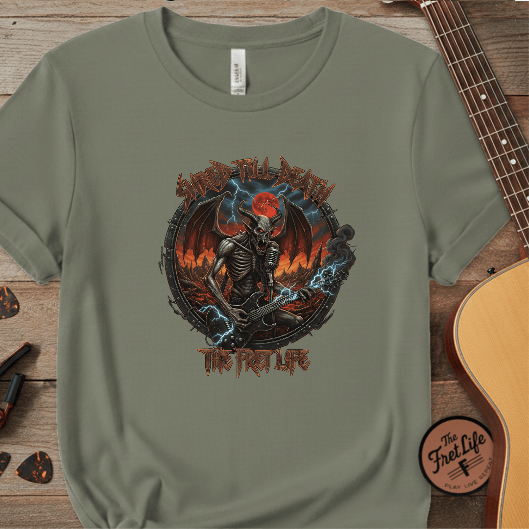 Printify T-Shirt Sage / S Shred Till Death: Unleash the Fret Life Tee