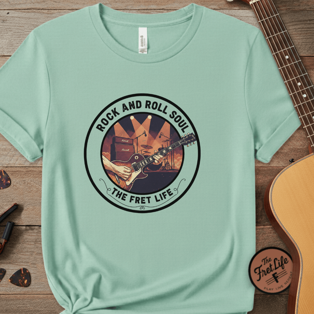 Printify T-Shirt Seafoam / S Rock and Roll Soul: The Fret Life Stage Tee