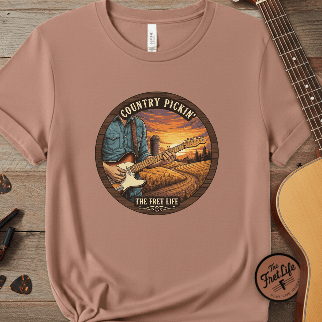 Printify T-Shirt Terracotta / S Country Pickin' Guitar T-Shirt