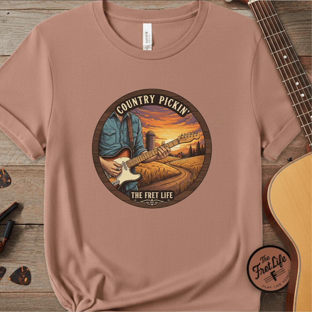 Printify T-Shirt Terracotta / S Country Pickin' Guitar T-Shirt