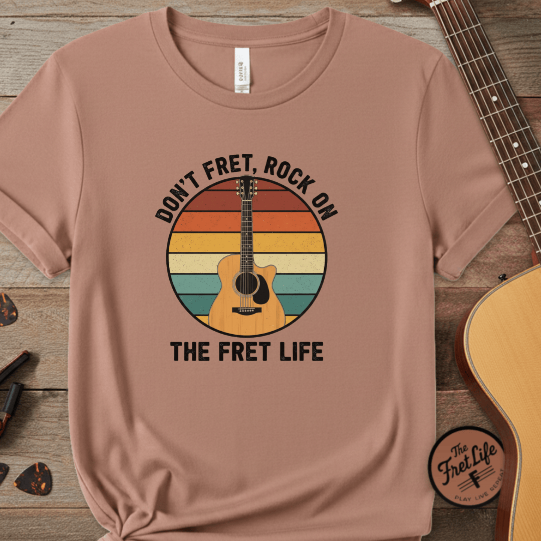 Printify T-Shirt Terracotta / S Don't Fret, Rock On : Guitar T-Shirt