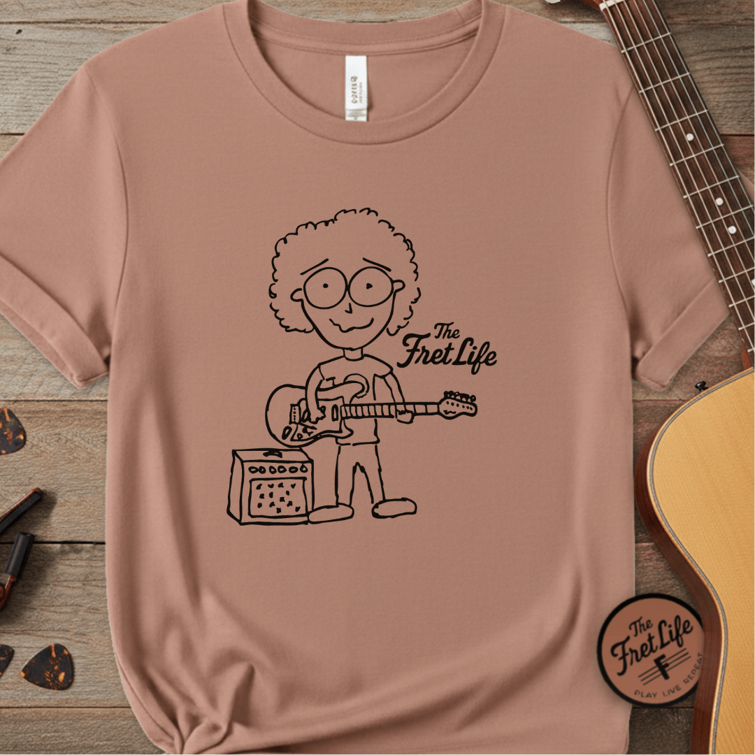 Printify T-Shirt Terracotta / S "Electric Eyeball Rocker" Tee: Unplugged & Unhinged Guitarist Graphic