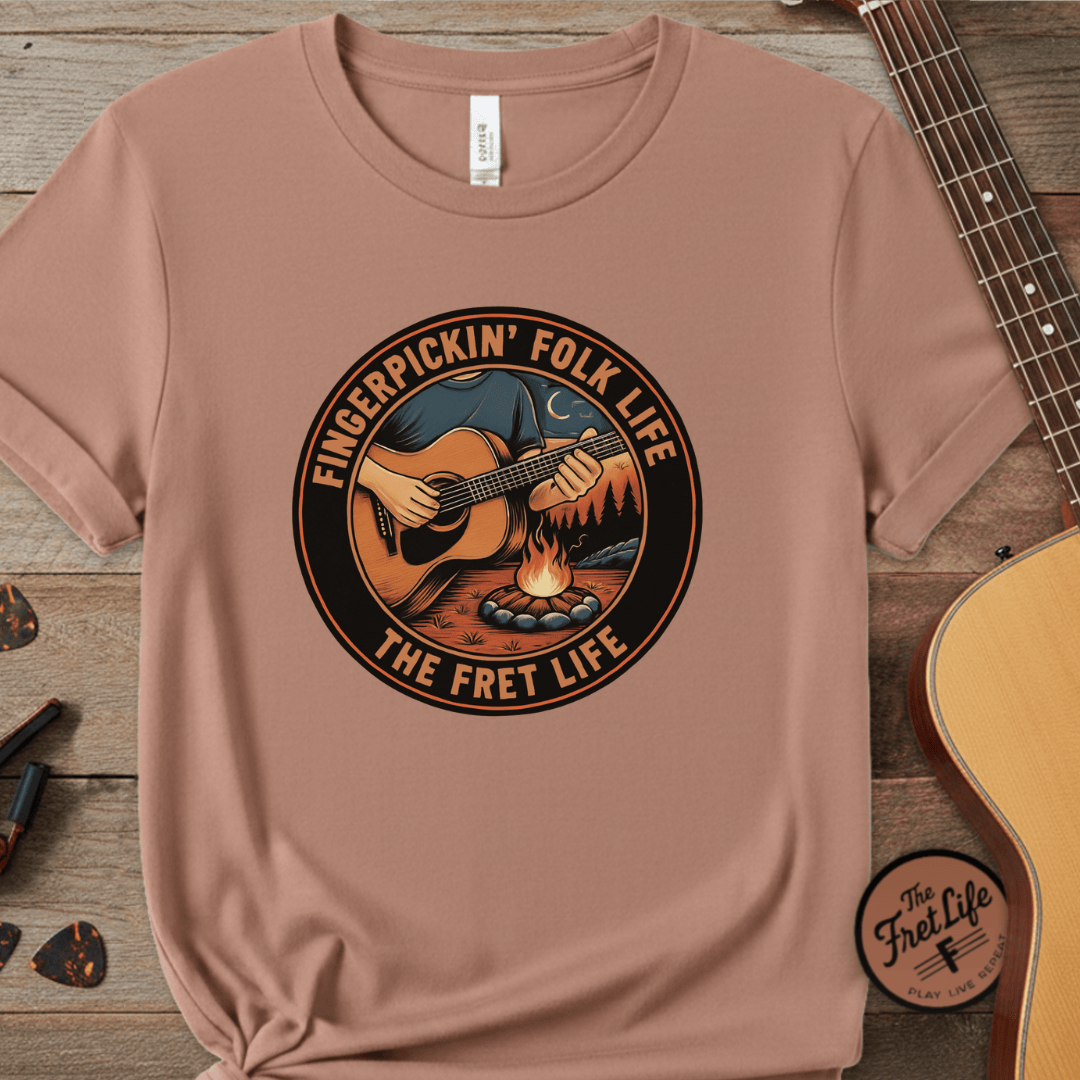 Printify T-Shirt Terracotta / S Fingerpickin' Folk Life: The Acoustic Campfire Tee