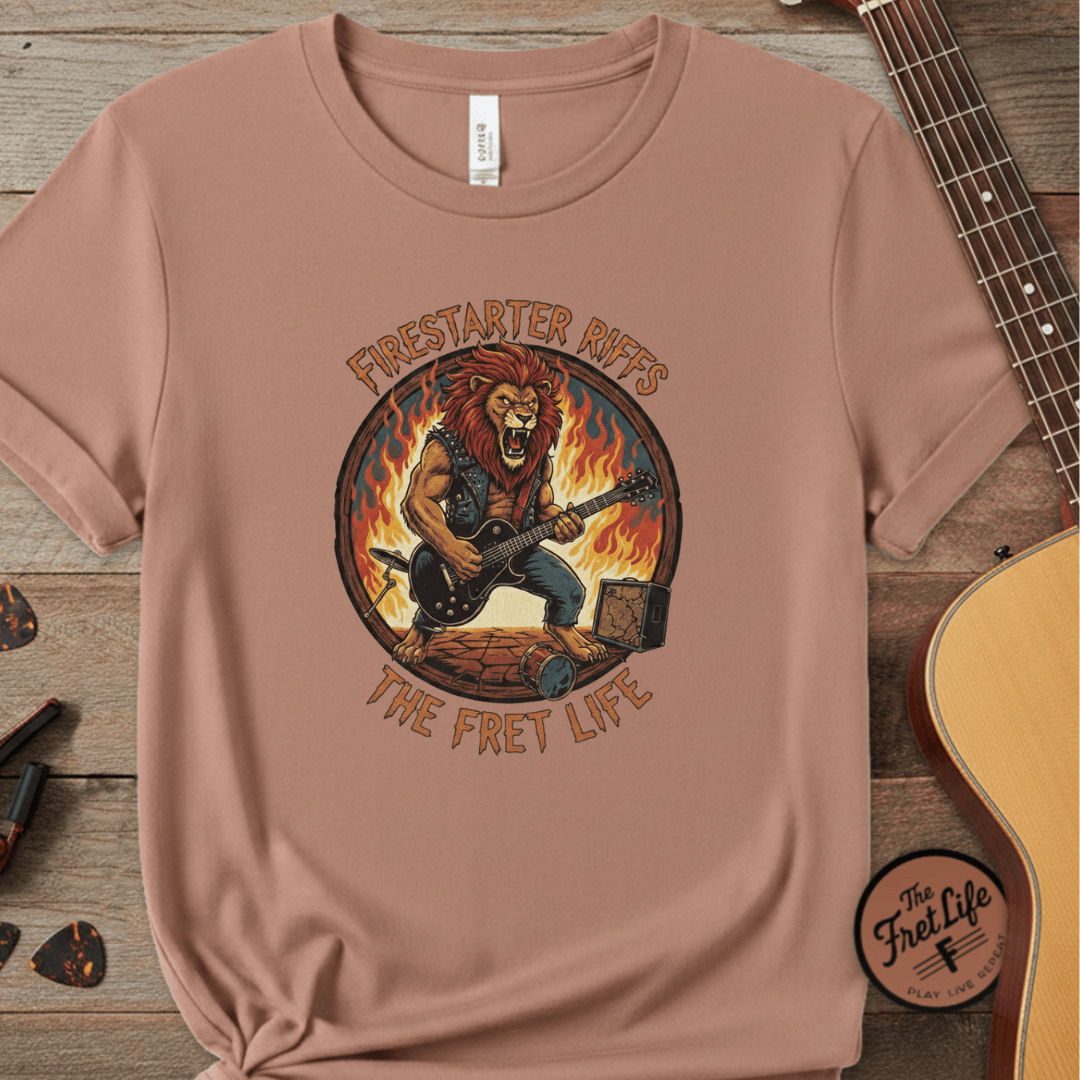 Printify T-Shirt Terracotta / S Firestarter Riffs: The Lion Rocker T-Shirt