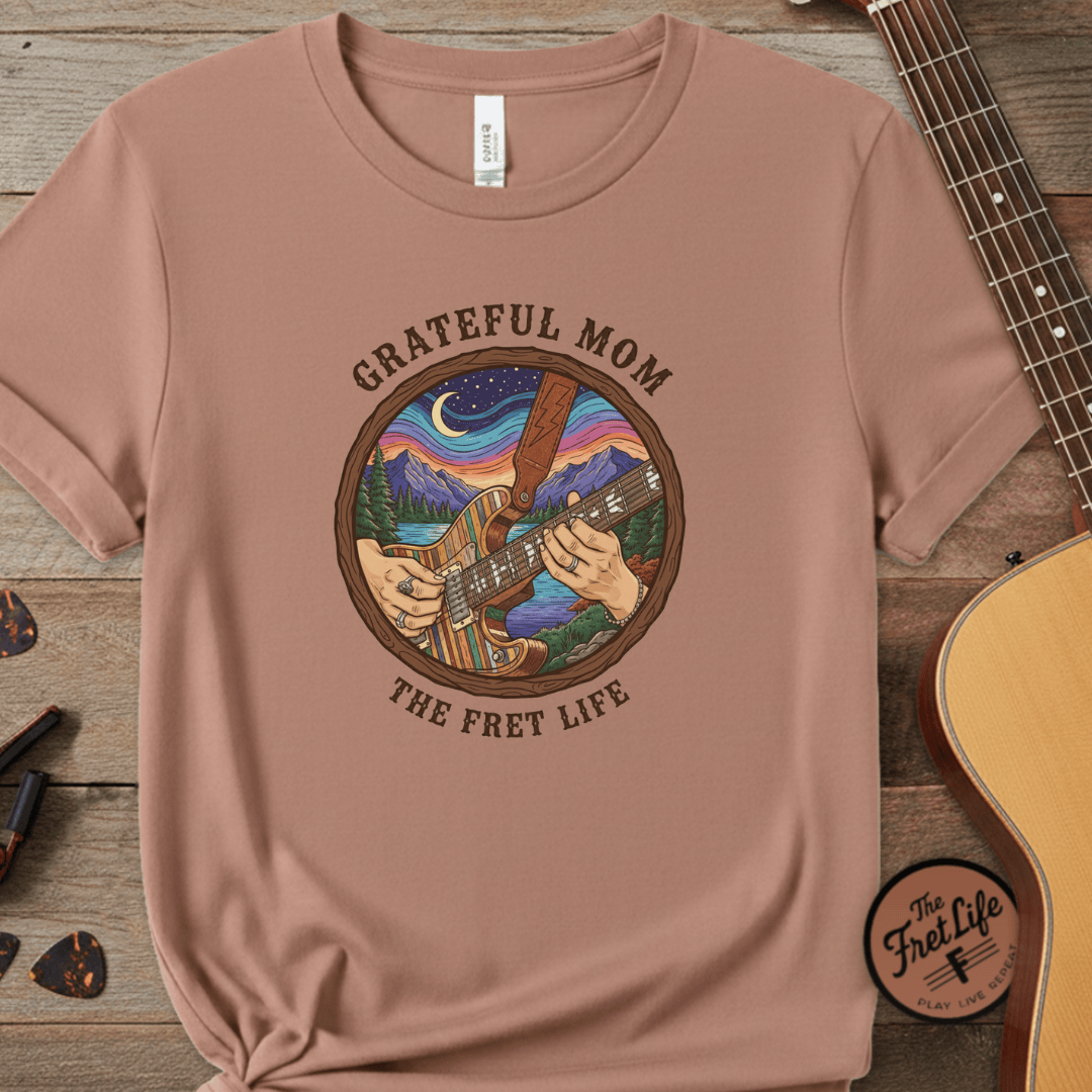 Printify T-Shirt Terracotta / S Grateful Mom: Night Jam Fret Life T-Shirt