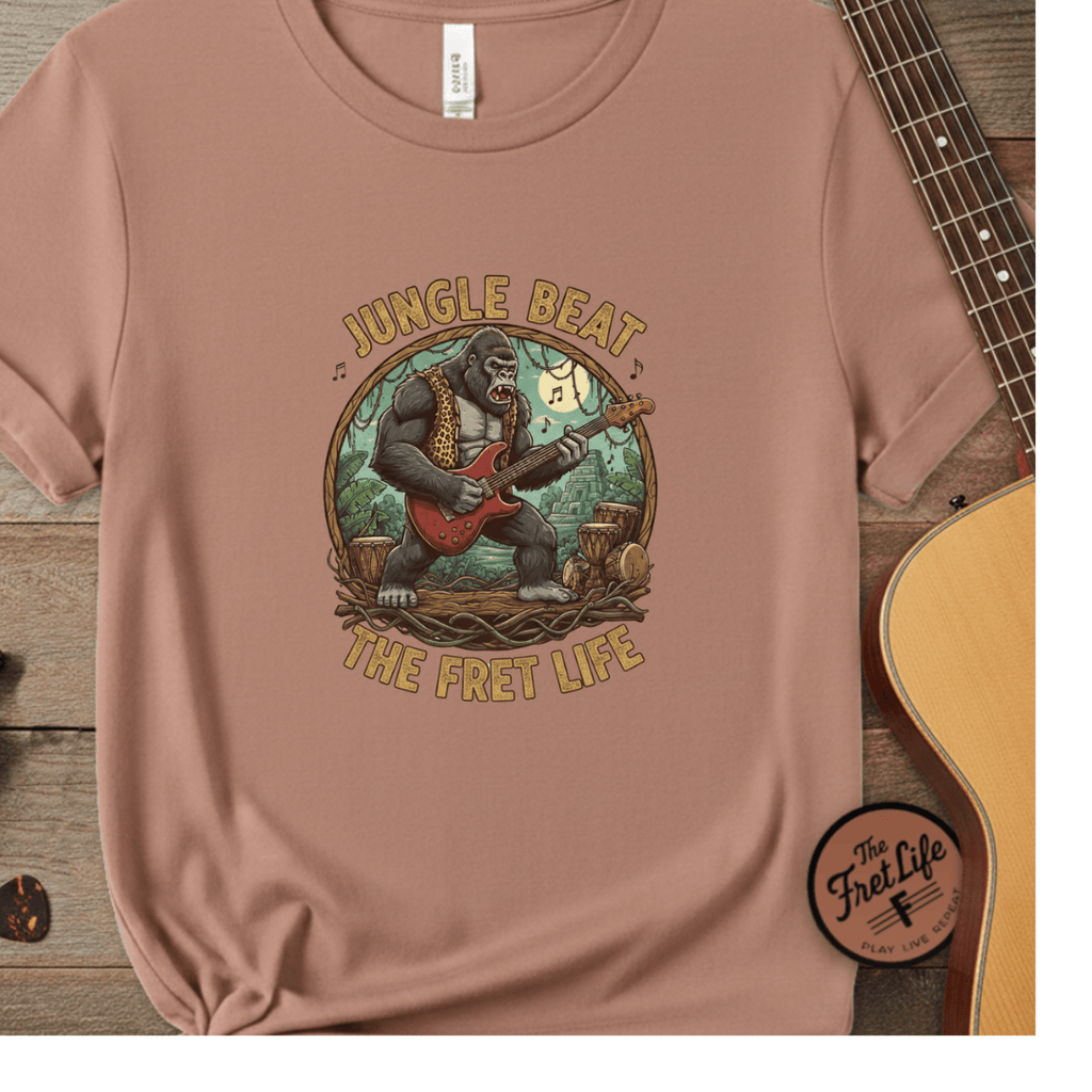 Printify T-Shirt Terracotta / S Jungle Beat: The Gorilla Guitarist Tee