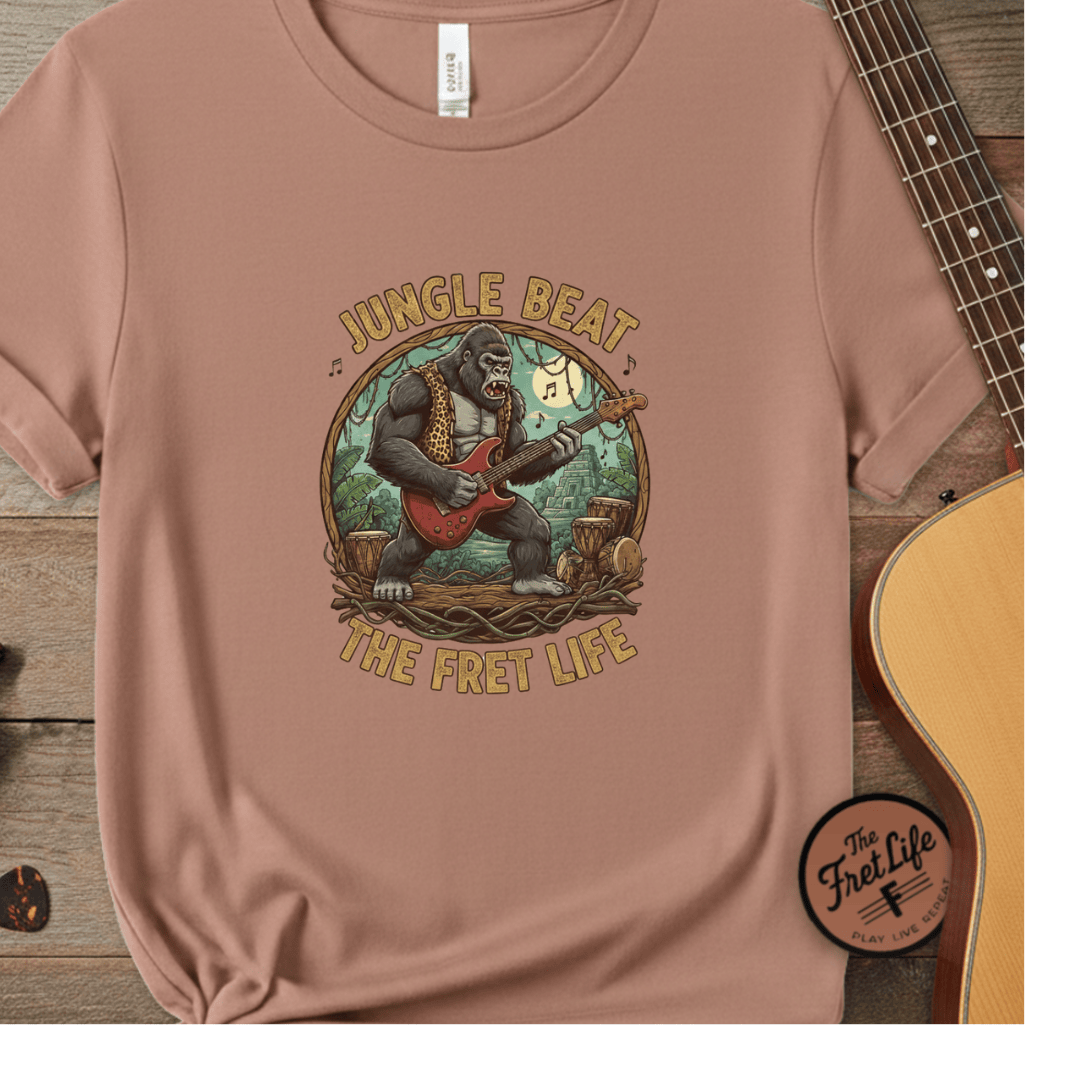 Printify T-Shirt Terracotta / S Jungle Beat: The Gorilla Guitarist Tee
