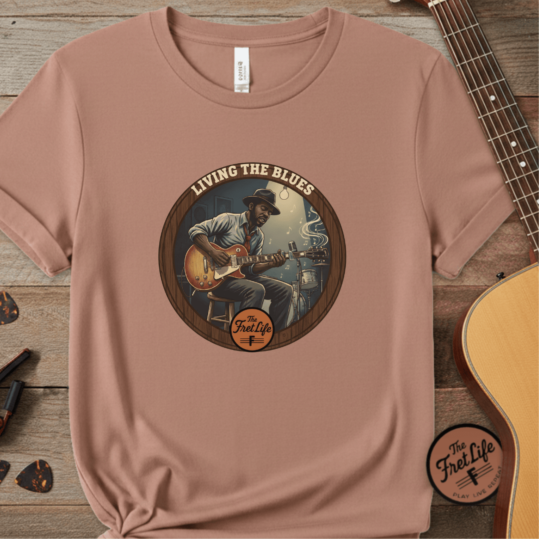 Printify T-Shirt Terracotta / S Living The Blues - Fret Life Edition Tee
