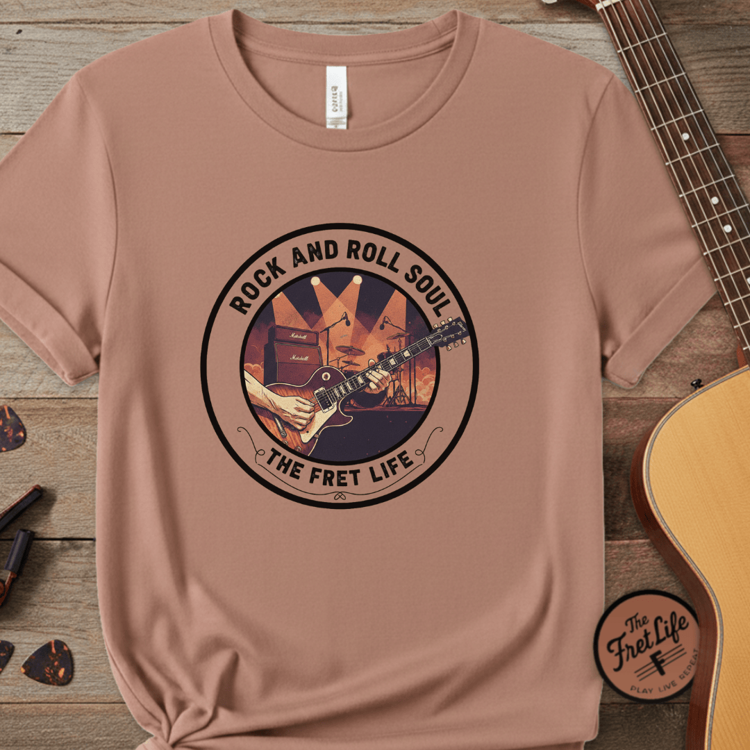 Printify T-Shirt Terracotta / S Rock and Roll Soul: The Fret Life Stage Tee