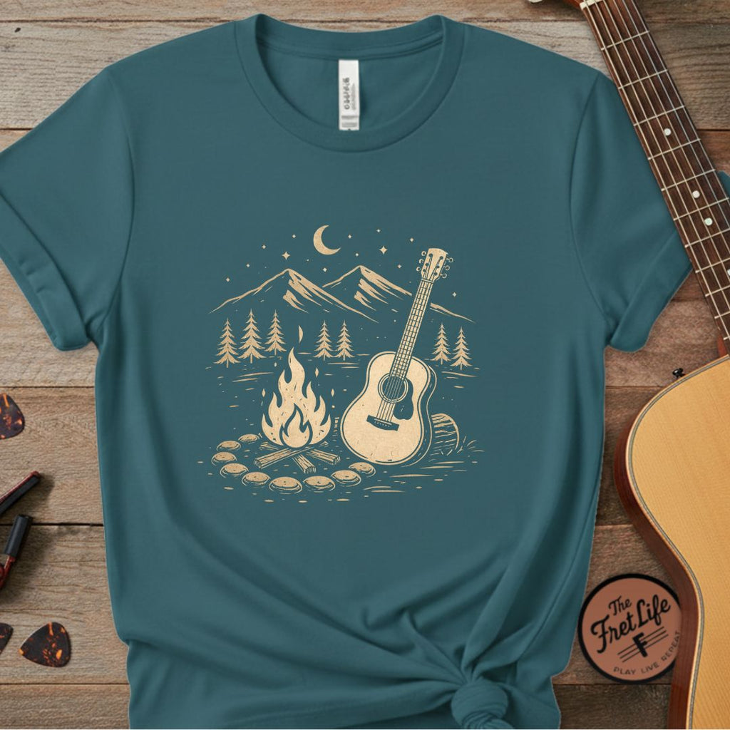 Printify T-Shirt Topaz Blue / 4XL Campfire Acoustic Guitar | Premium T-Shirt