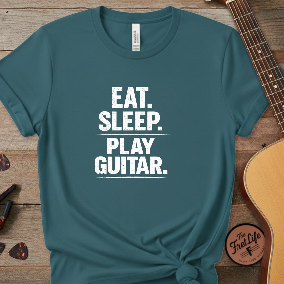 Printify T-Shirt Topaz Blue / 4XL Eat. Sleep. Play Guitar. | Premium T-Shirt