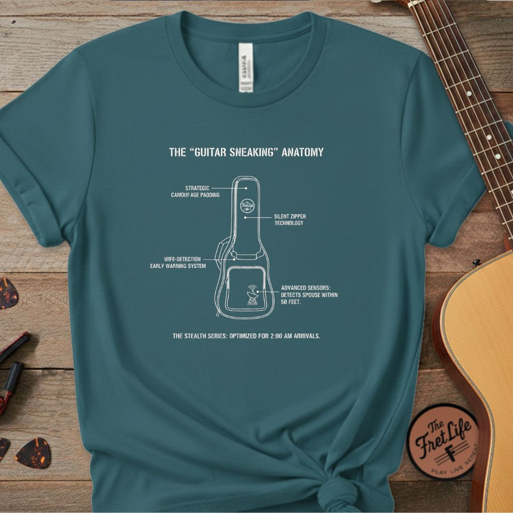 Printify T-Shirt Topaz Blue / 4XL The "Guitar Sneaking" Anatomy: Stealth Series T-Shirt