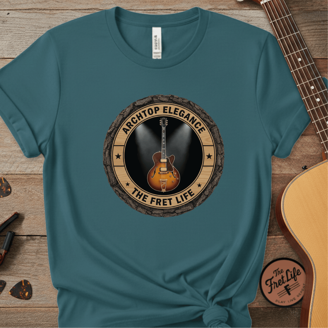 Printify T-Shirt Topaz Blue / S Archtop Elegance Tee | Jazz Guitar Big Band Blues Fan Shirt