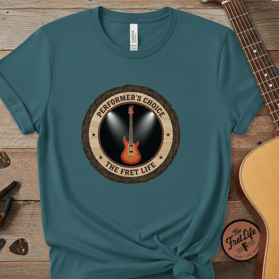 Printify T-Shirt Topaz Blue / S Performer's Choice Tee | Music Man Luke Axis Electric Guitar Shirt