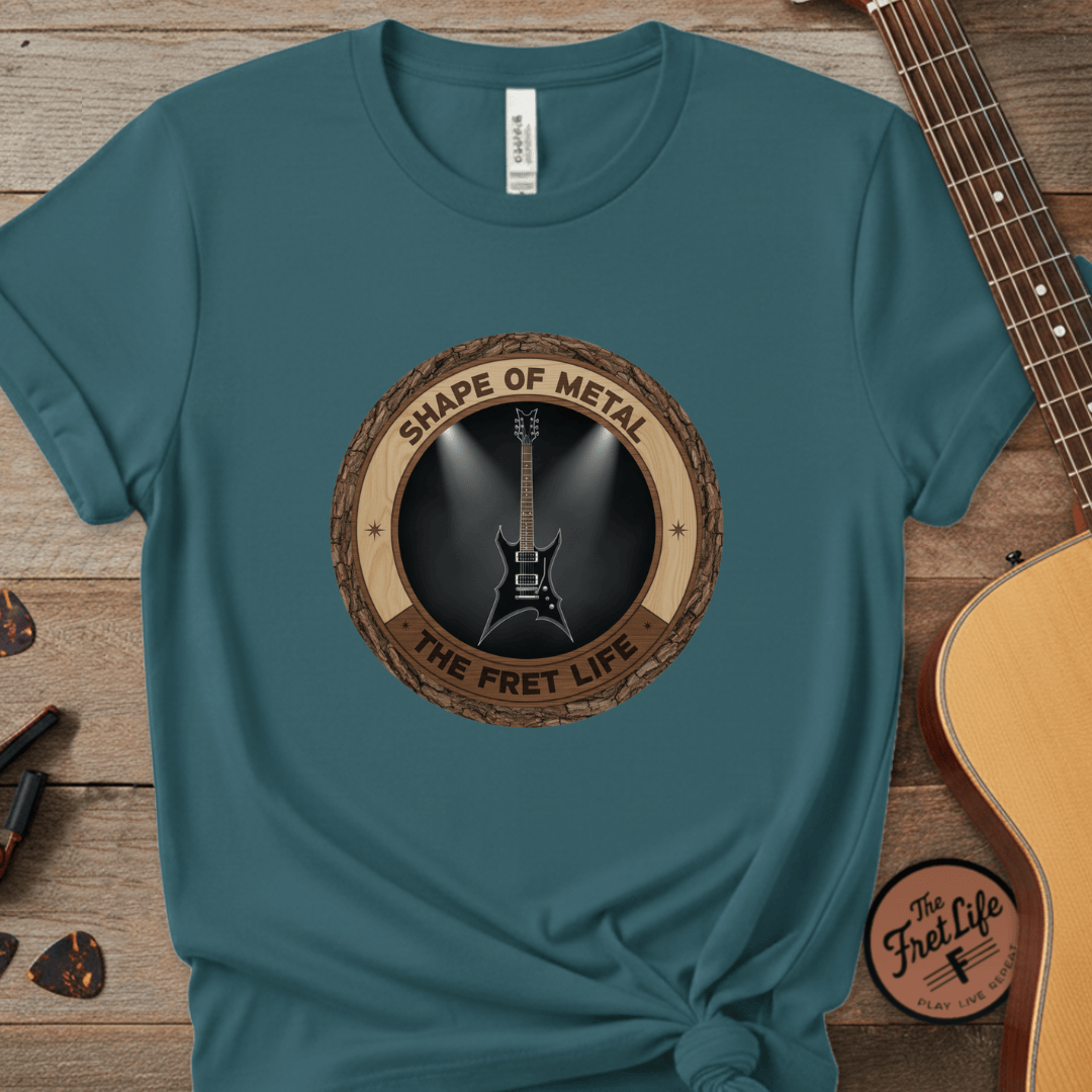 Printify T-Shirt Topaz Blue / S Shape of Metal Tee | BC Rich Warlock Mockingbird Heavy Metal Guitar Shirt