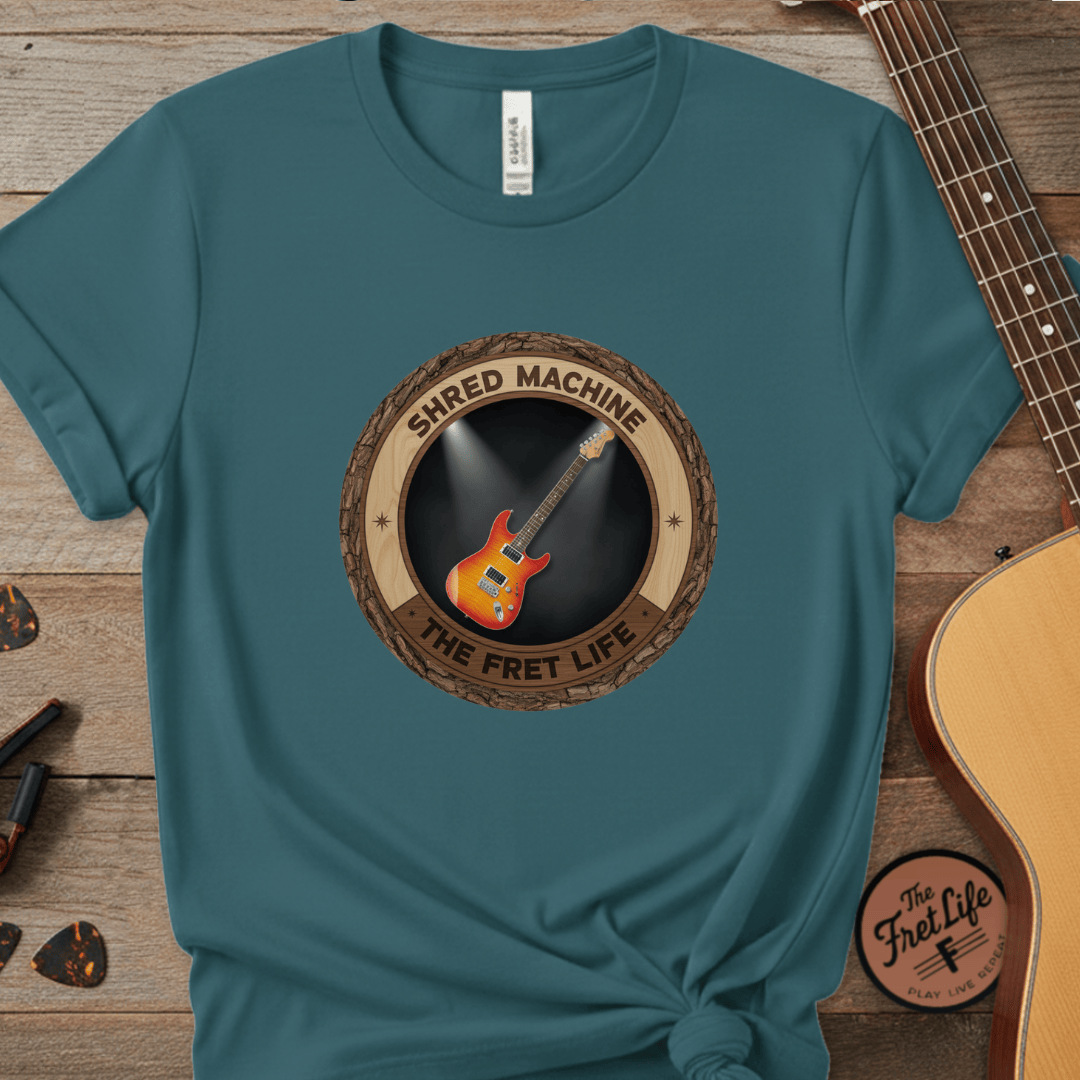 Printify T-Shirt Topaz Blue / S Shred Machine Tee | Charvel Superstrat Electric Guitar Fan Shirt