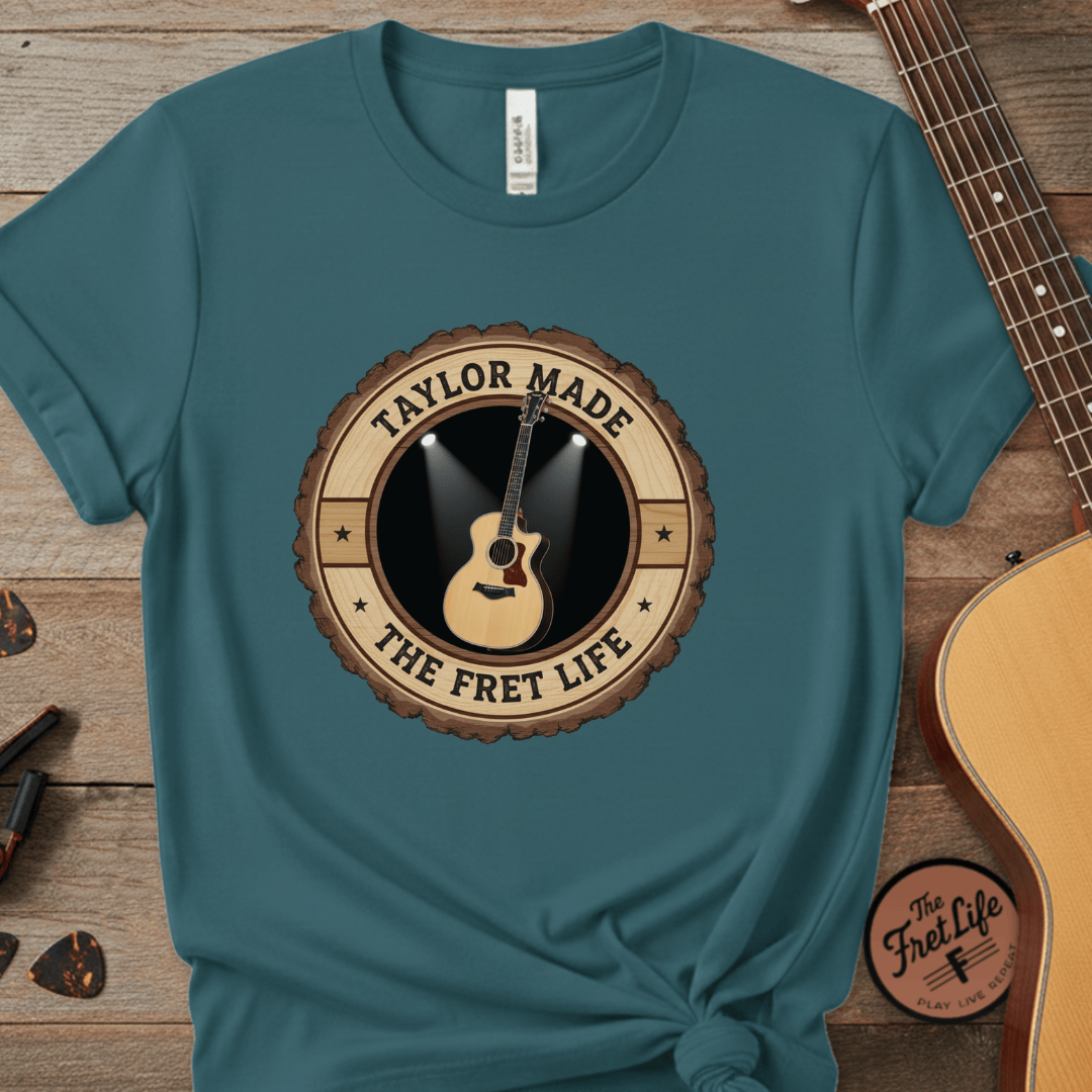Printify T-Shirt Topaz Blue / S Taylor Made Tee | Modern Acoustic Guitar Player Shirt