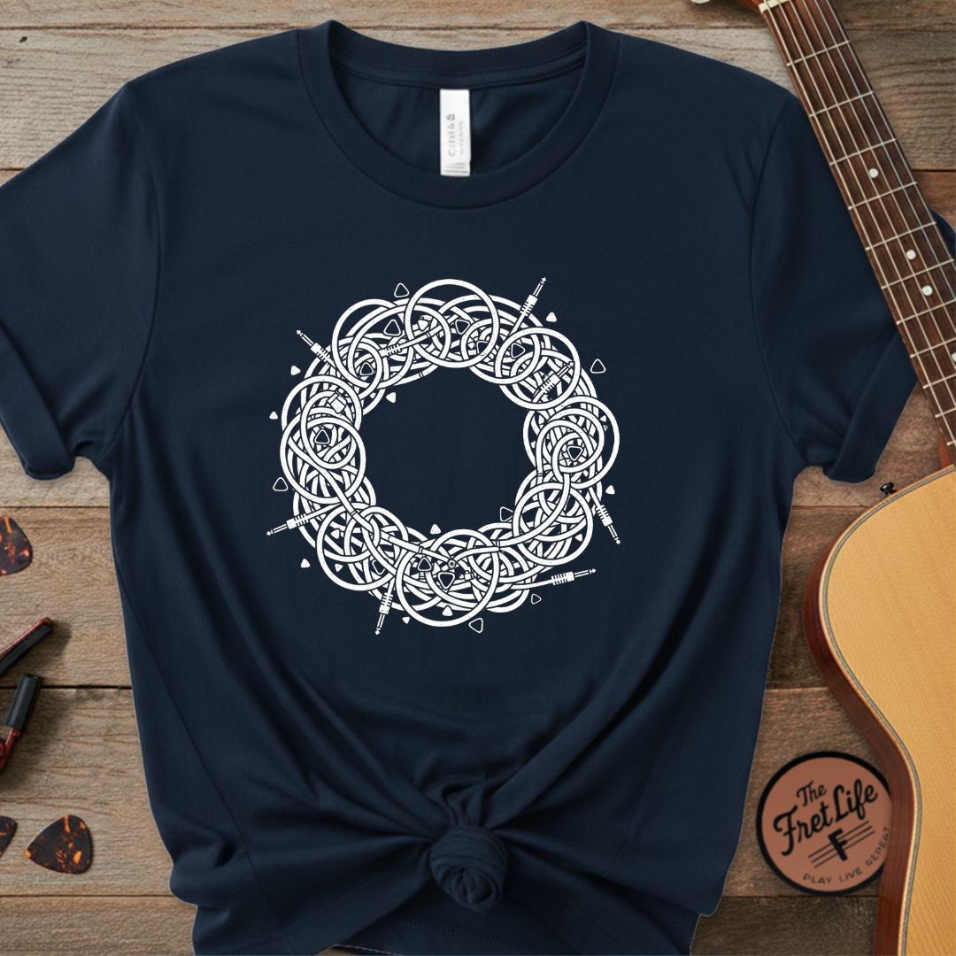 Printify T-Shirt True Navy / S Cable Spaghetti: The Signal Chain Mandala T-Shirt