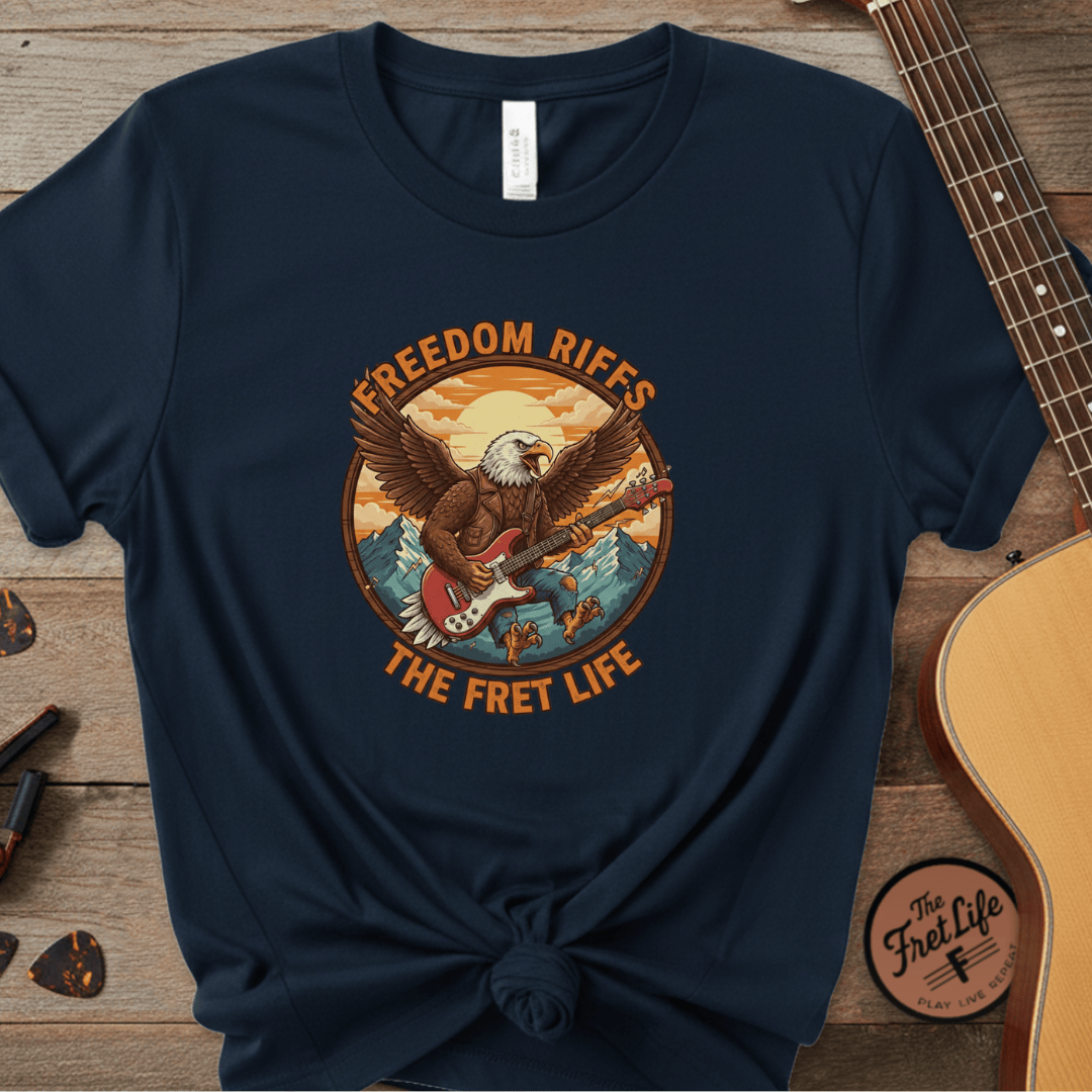 Printify T-Shirt True Navy / S Freedom Riffs: The Eagle's Patriotic Shred Fret Life Tee