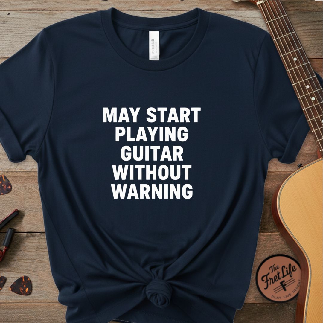 Printify T-Shirt True Navy / S Guitar Player Warning Label | Premium T-Shirt