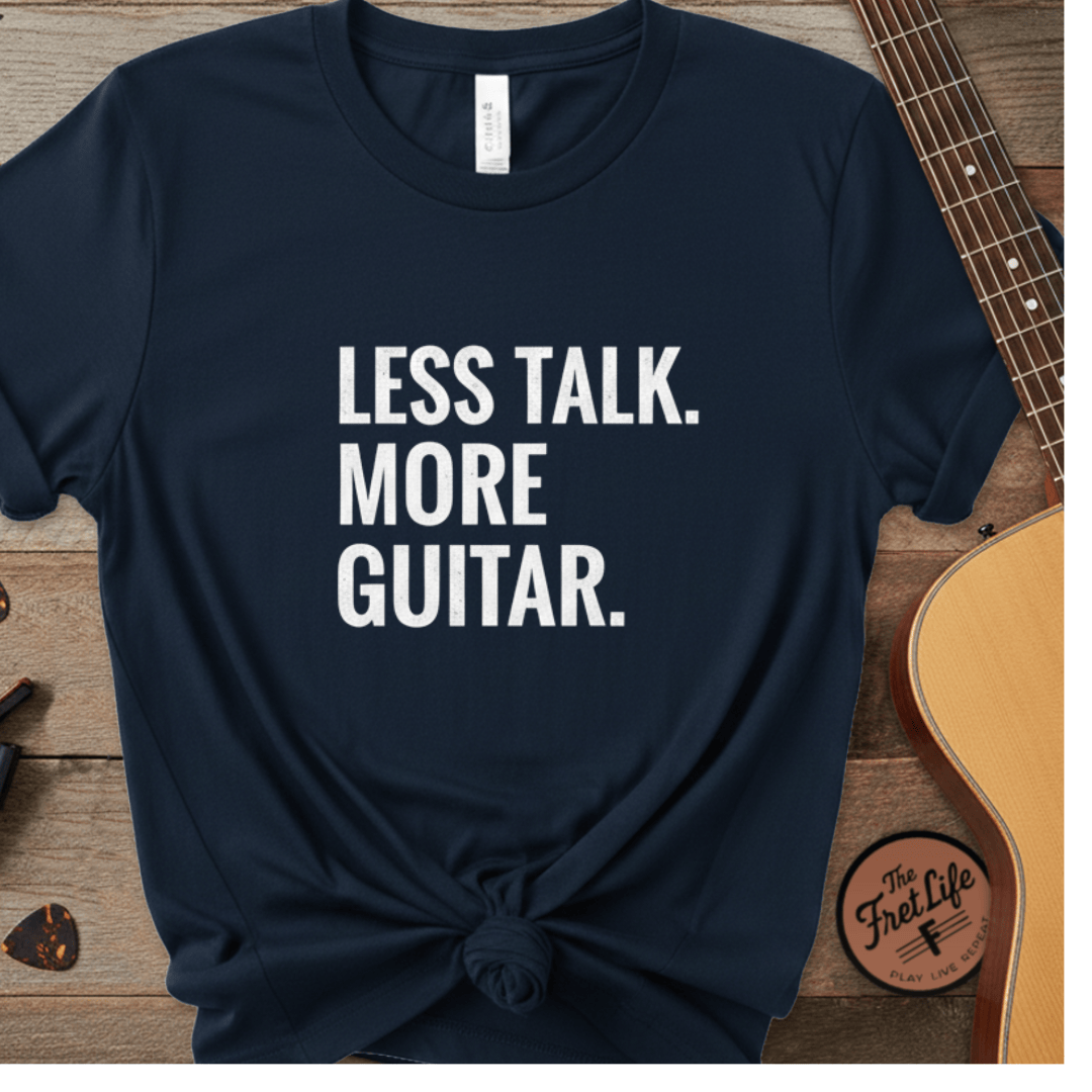 Printify T-Shirt True Navy / S Less Talk. More Guitar. | Premium T-Shirt