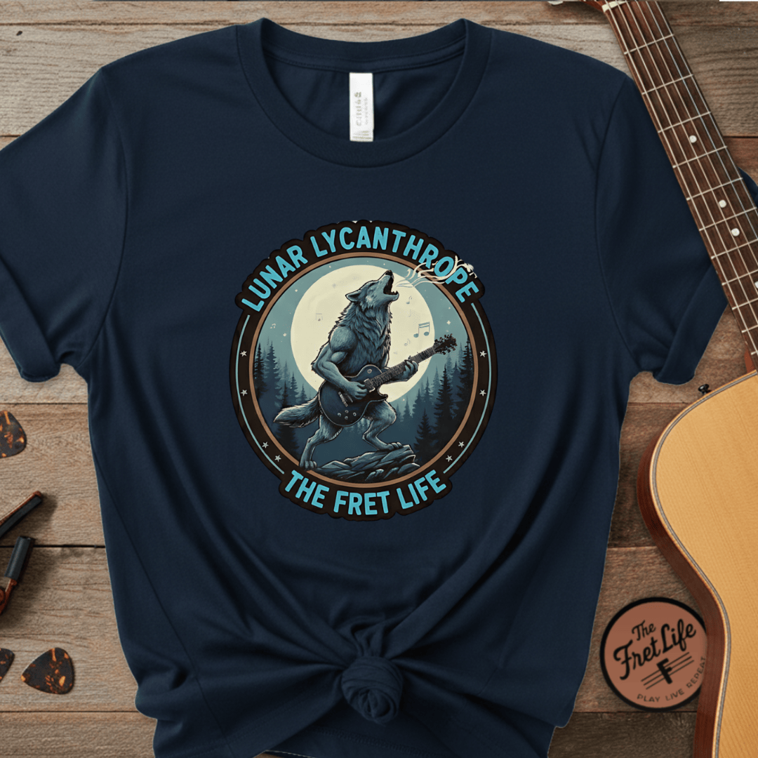 Printify T-Shirt True Navy / S Lunar Lycanthrope: Full Moon Fret Life Tee